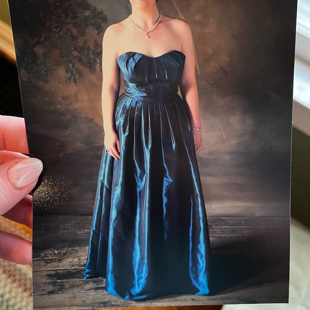 Modified Satin Blue Ballgown with Pockets